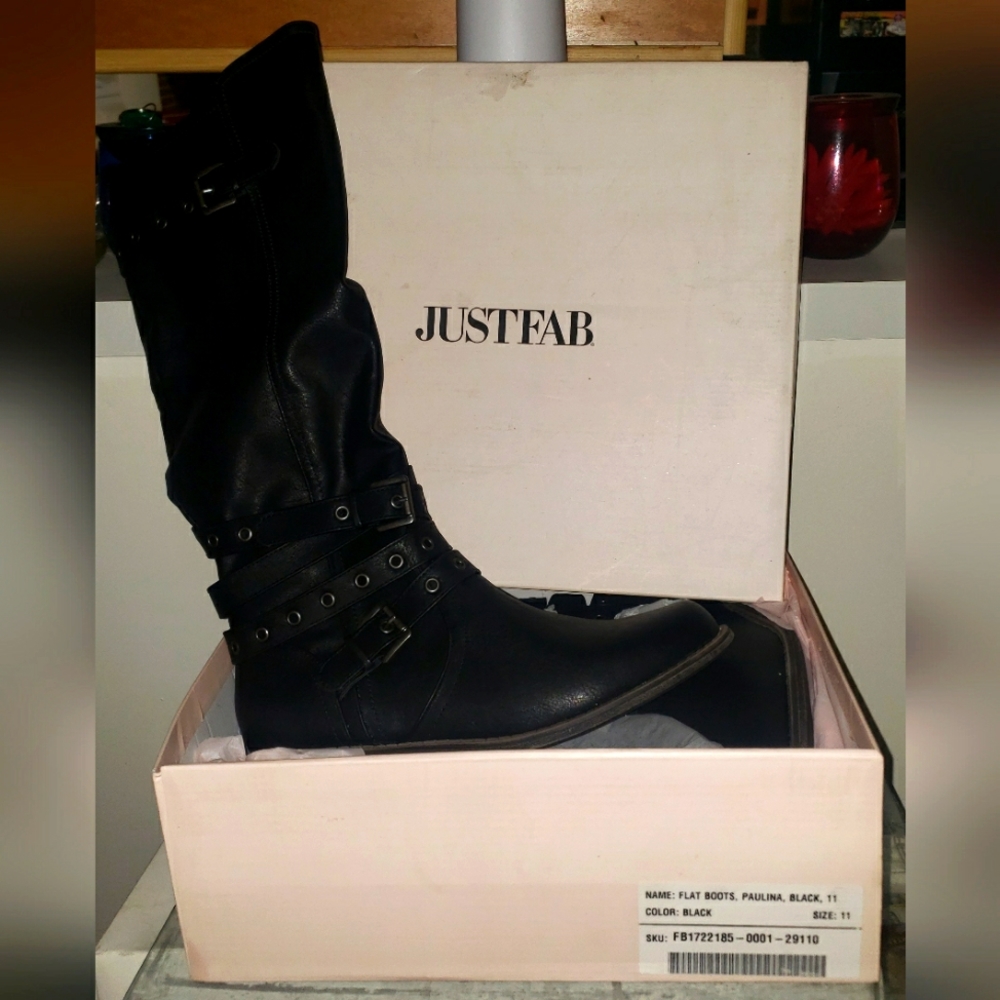 JustFab Black Paulina Flat Boot